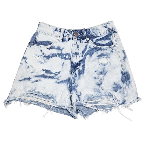 BP Denim Shorts Womens 24 Bleached High Rise Cutoff Raw Hem Distressed Jean - Picture 1 of 11